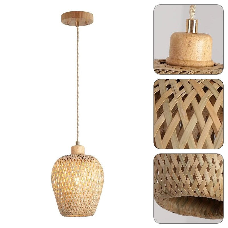 Farmhouse kitchen island lights natural hanging light fixtures bamboo pendant light