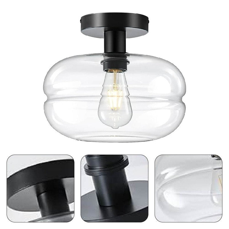 Farmhouse light fixture Black Ceiling Light Aluminum, Glass, Ceramic Fixture light