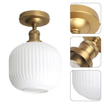 Farmhouse light fixture glass, metal ceiling lighting gold flush mount light