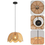 Farmhouse pendant light natural hanging light rattan woven light fixture
