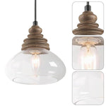 Farmhouse pendant lights matte black hanging lighting wood, glass and metal island lights