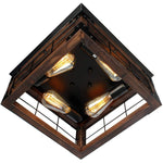 Farmhouse vintage ceiling lamp wood black flush mount light