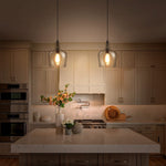 Industrial glass pendant light black kitchen hanging light