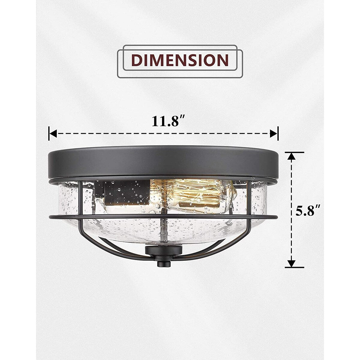 Industrial light fixtures ceiling 2 light glass flush mount