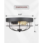 Industrial light fixtures ceiling 2 light glass flush mount
