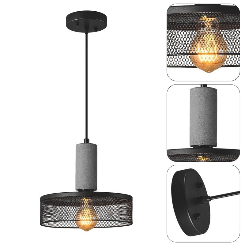 Industrial lightning fixture black pendant light concrete, metal bedroom light