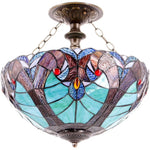 Industrial tiffany ceiling light fixture multi color semi flush mount lamp