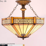 Industrial tiffany ceiling light fixture vintage semi flush mount lamp