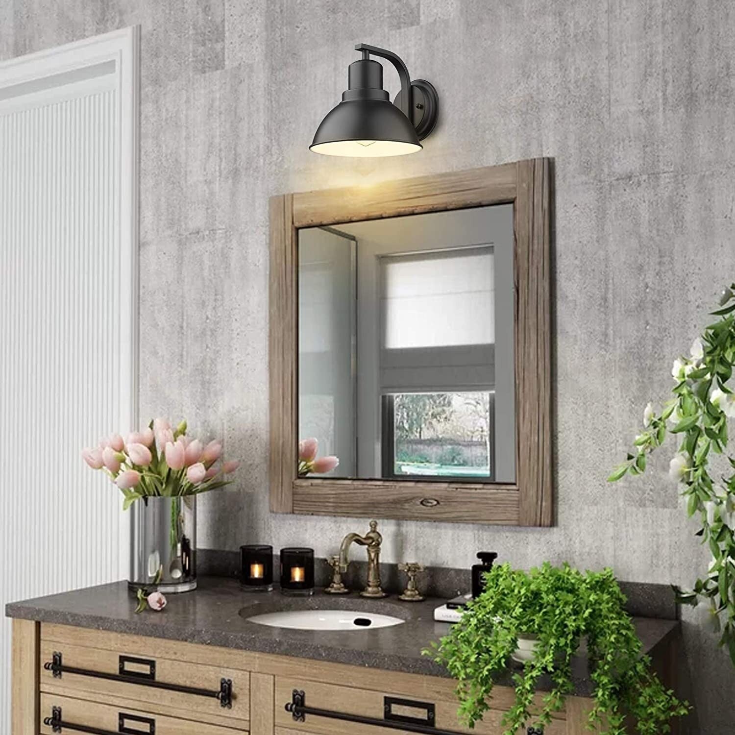 Industrial wall mount lamp light fixture black arm wall sconce