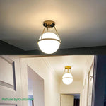 Modern globe semi flush mount ceiling light pendant white opal glass hanging light