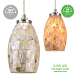 Modern industrial hand crafted mosaic glass pendant light with satin nickel finish