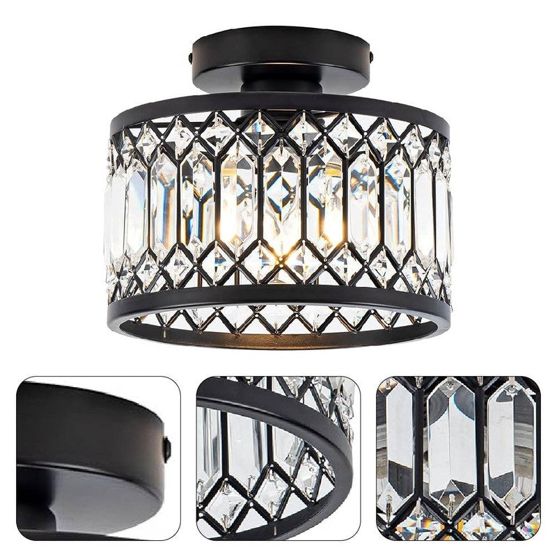 Modern light fixture black Crystal lights metal,glass ceiling light