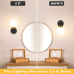 Modern wall sconces set of two black gold wall lighting vanity glass wall sconce light
