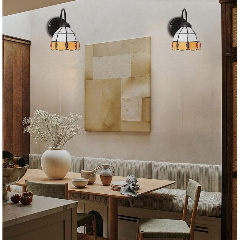Plug in wall lights orange&white sconce lights glass, metal bedroom lights