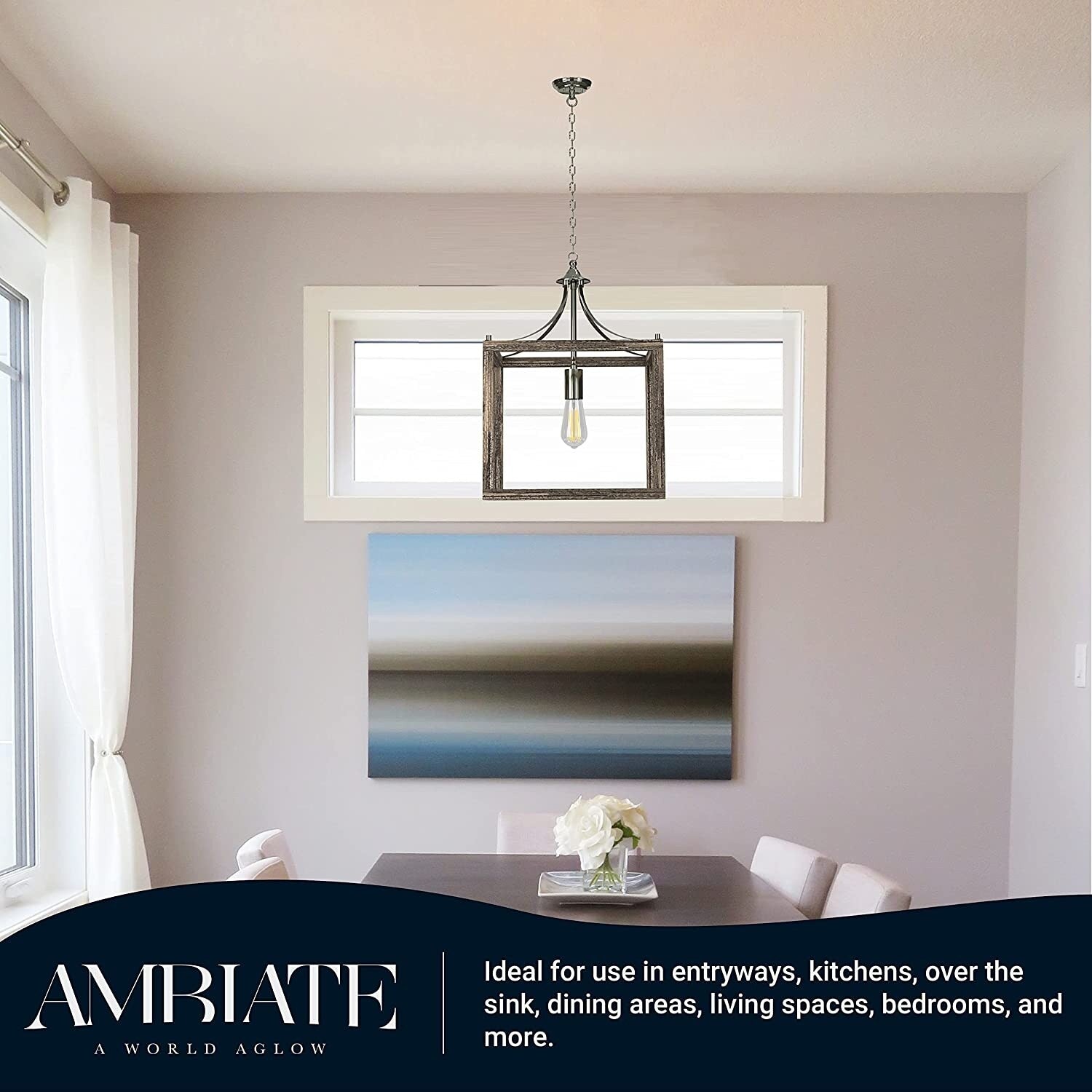 Rust pendant light industrial open cage pendant lamp with wood grain finish