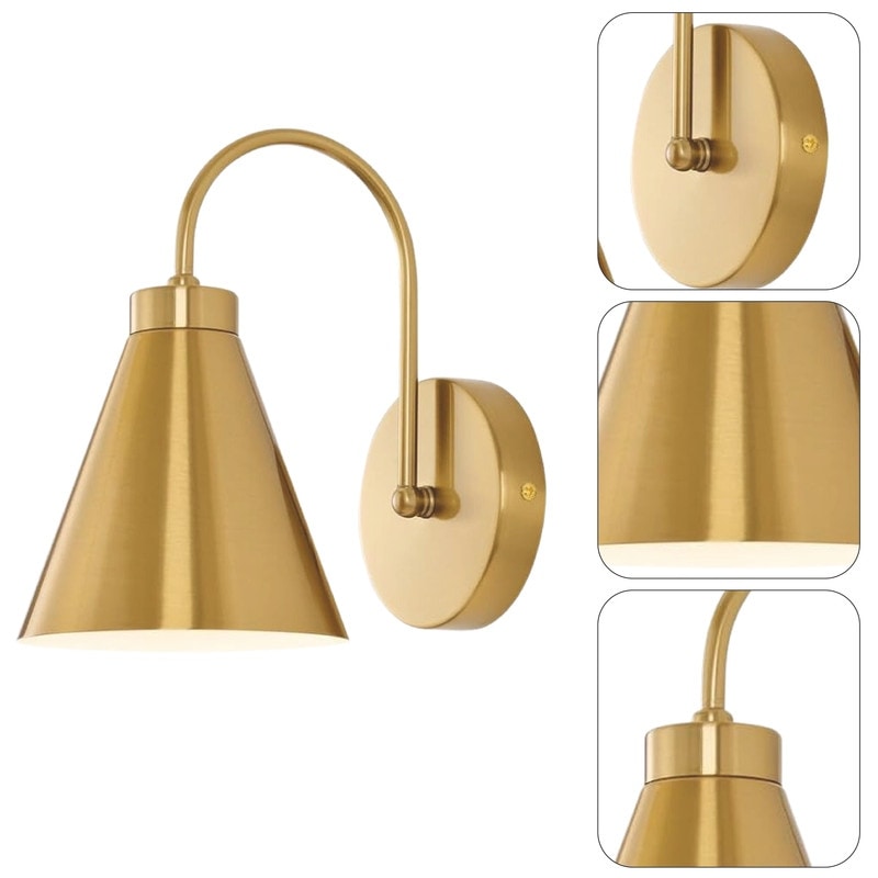 Set of 2 wall lights gold light fixture metal sconce lights