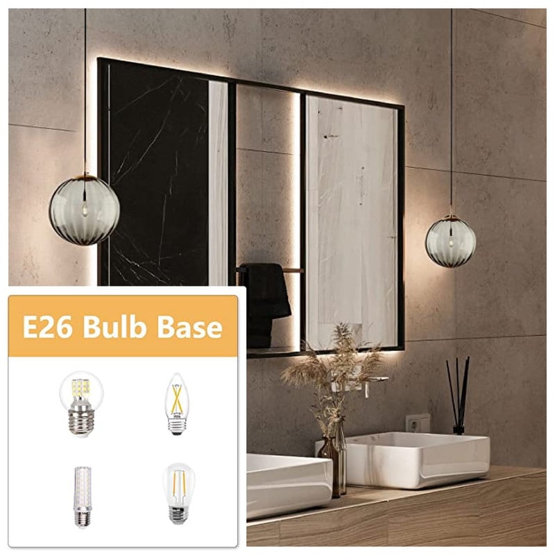 Smoke Gray farmhouse kitchen light fixtures Glass pendant light Single Globe Chandelier