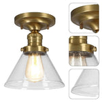 Transitional light fixture gold mount flush light glass ceiling light