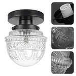Vintage ceiling light black mount flush light glass, metal hallway lighting