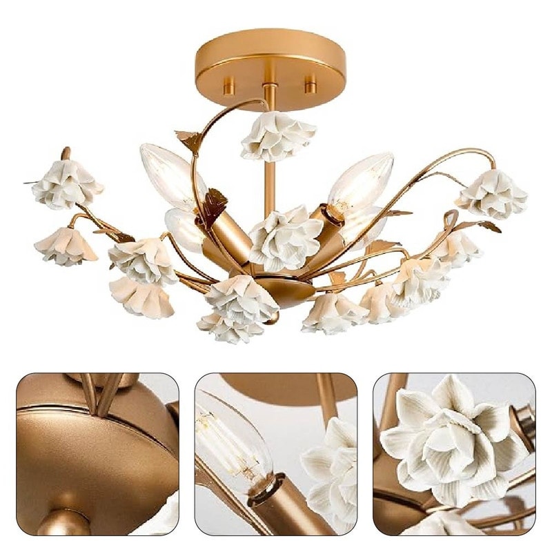 Vintage ceiling lighting gold light fixture ceramic hallway lighting