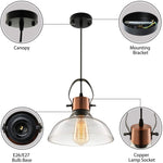Vintage glass pendant lights black industrial copper