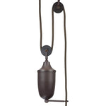 Vintage industrial pulley adjustable pendant light with oil rubbed bronze finish
