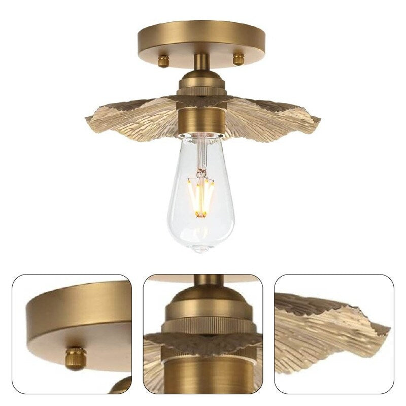 Vintage light fixture brass ceiling lighting metal flush light