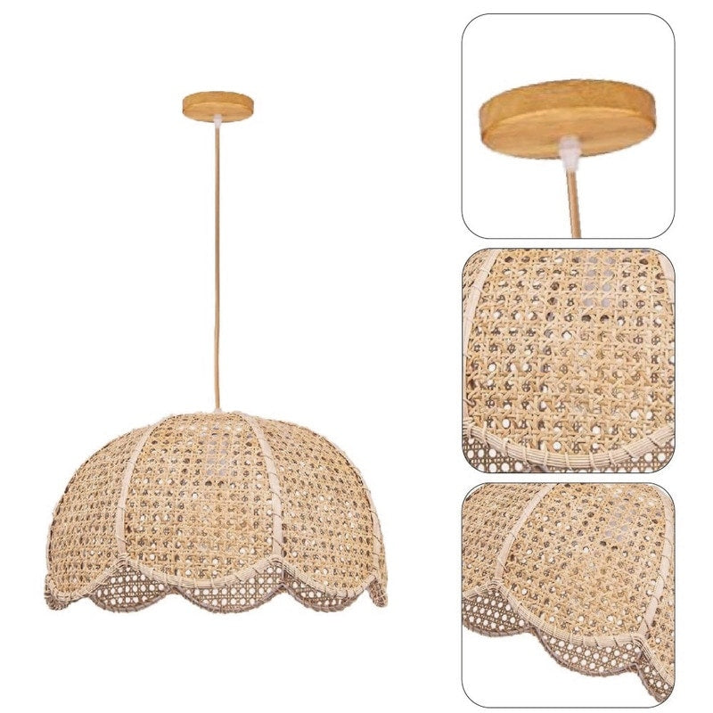 Vintage lotus flower light fixture rattan pendant light natural living room light