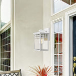 White outdoor wall light fixture rust seeded glass wall mount sconce