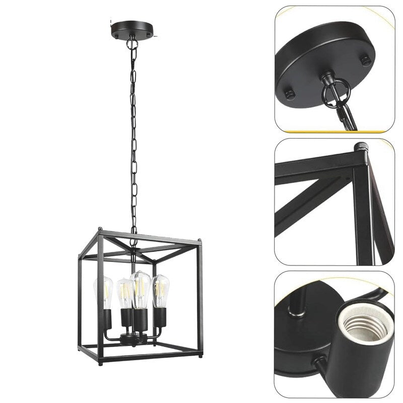 ‎Modern ceiling light black pendant lantern light metal kitchen light