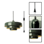 3-layer plug in pendant light iron hanging lamps green Light Fixtures