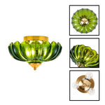 9.8 Inch light bulbs glass iron metal light fixture green gold ceiling light