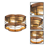3 lights on a ceiling metal wood kitchen light brown flush mount light