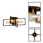 4-light farmhouse ceiling light wood metal flush mount fixture black natural wood color light fixture