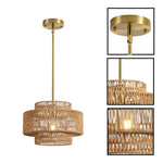 12.4” Dining light brown light fixture rattan pendant light