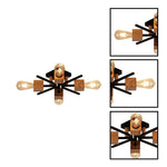 4 light kitchen lamp ‎metal wood Foyer light  black natural wood color ceiling light