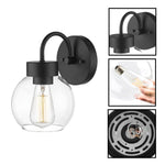 1 Light light fixtures matte black bathroom vanity lights glass, metal wall  lights