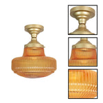 1-light bulb light iron glass semi flush mount gold ceiling light