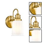 1-Light bathroom wall sconces glass metal vanity light gold wall lamp