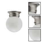 1 light flush mount lamp metal glass ceiling fixture nickel light fixture