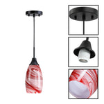 3 Pack light bulb red burgundy dining light fixtures  handblown art glass pendant light