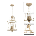 4-light farmhouse chandelier metal lantern pendant distressed white hanging light