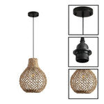 2 Pack light bulb rattan chandeliers fixture rattan pendant light