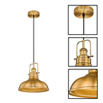 1-Light farmhouse pendant metal kitchen island light gold hanging lamp