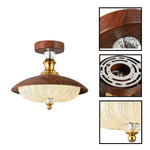 5-Light led light brown wood grain gold ceiling light glass iron metal light fixture