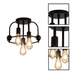 3 Light light fixtures metal semi flush mount black gold ceiling lamp