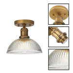 1-Light light bulb glass shade metal base ceiling lamp flush mount gold brass ceiling light