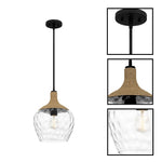 1-Light hanging light alloy steel glass mini pendant matte black ceiling fixture
