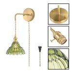 4.9FT green lighting gold & green plug in hanging light brass, glasswall light