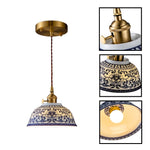 7in small bedside light ceramic pendant fixture gold blue hanging lamp